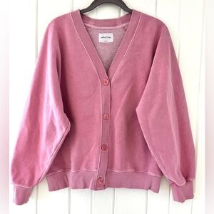 Wilfred Pink Button Down Cardi Sweatshirt, Sz 2 (P2P 25”)